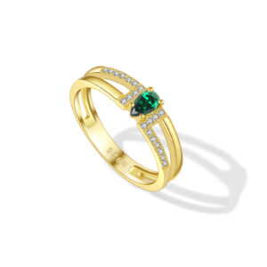 925 Silver Gold-Plated Crisscross Emerald Ring-MMR380