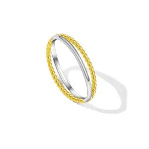 925 Silver Two-Tone Chain Pattern Ring-MMR390