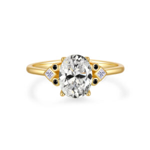 925 Silver Gold-Plated Brown Gem & Diamond Ring-MMR162