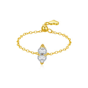 925 Silver Gold-Plated Marquise Diamond Band Ring-MMR438