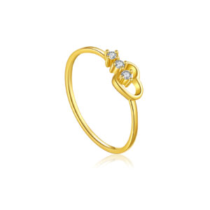 925 Silver Gold-Plated Double-Diamond Knot Band Ring-MMR448