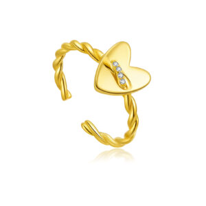 925 Silver Gold-Plated Braided Diamond Accent Ring-MMR460