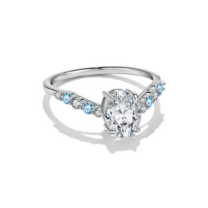 925 Silver Blue Topaz Accent Solitaire Diamond Ring-MMR462/MMR463