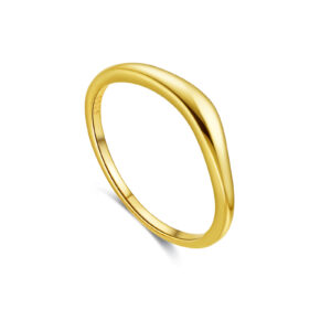 925 Silver Gold-Plated Curved Minimalist Band Ring-MMR467