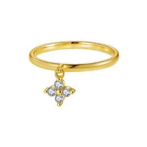 925 Silver Gold-Plated Drop Diamond Cluster Band Ring-MMR473