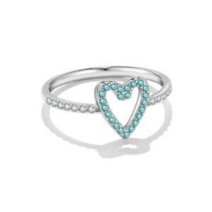 925 Silver Emerald Heart Double-Band Diamond Ring-MMR474