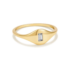 925 Silver Baguette Diamond Gold Ring-MMR504