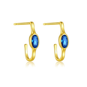 925 Silver Blue Gem Drop Earrings-MME1233