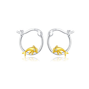 925 Silver Two-Tone Dolphin, Pumpkin & Cat CZ Huggie Earrings Set-MME1181/MME1182/MME1183