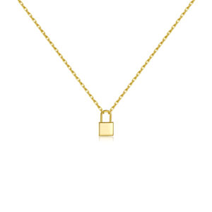 925 Silver Gold-Plated Lock Pendant Necklace-MMN176