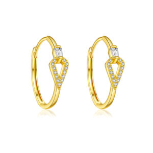 925 Silver Gold-Plated CZ Triangle Huggie Earrings-MME1169