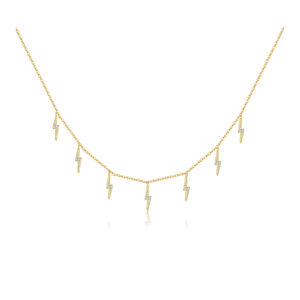 925 Silver Gold-Plated Lightning Bolt Gem Dangle Necklace-MMN062