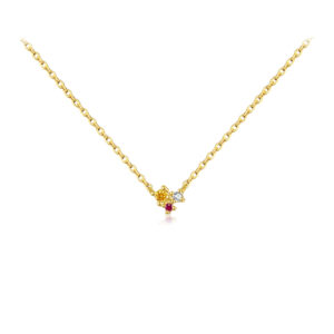 925 Silver Gold-Plated Multi-Gem Cluster Pendant NecklaceMMN057/MMN058/MMN059