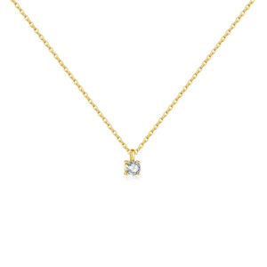 925 Silver Gold-Plated Solitaire Gem Pendant Necklace-MMN156