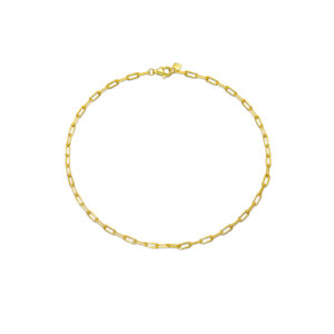 925 Silver 18K Gold Plated Thin Link Chain Bracelet, Size 25cm, Width 2.5mm-MMB47