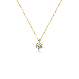 925 Silver Gold-Plated Solitaire Gem Pendant Necklace-MMN117/MMN118