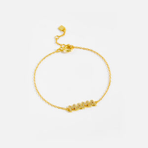 925 Silver Gold-Plated 'MAMA' Dainty Bracelet,Size 15+3cm, Charm 4.5*17mm-MMB116