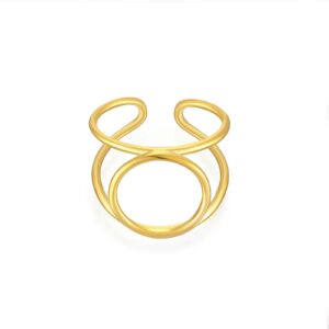 925 Silver Gold-Plated Open Double-Ring Design-MMR271
