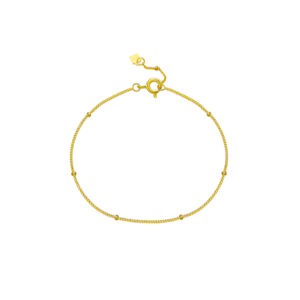 925 Silver 18K Gold Plated Bead Station Twist Bracelet, Size 16.5/18cm, Spacing 21mm-MMB57