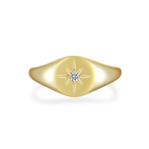925 Silver Gold-Plated Starburst Diamond Ring-MMR139