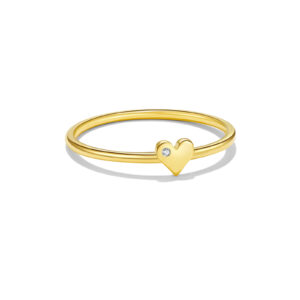 925 Silver Gold-Plated Heart Double-Diamond Ring-MMR340