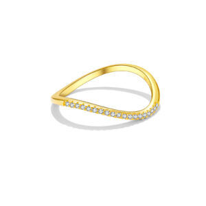925 Silver Gold-Plated Curved Diamond Band Ring-MMR341/MMR342