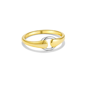 925 Silver Gold-Plated Interlocking Band Ring-MMR343