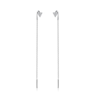 925 Silver Triangle CZ Threader Earrings-MME1184