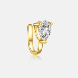 925 Silver/Gold Black & White Two-Tone CZ Triangle Ear Clips-MME608