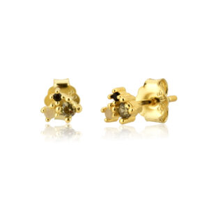 925 Silver Gold-Plated Cluster Multi-Color CZ Stud Earrings -MME153