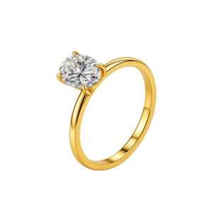 18K Gold Women Lab Grown Diamond Ring Jewelry Oval 1.033CT D Color VVS1-AUR003