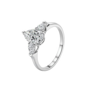 Platinum Women Lab Grown Diamond Ring Jewelry Pear Center Stone & Pear Accent Stones 1.057CT D Color VVS1-PTR010