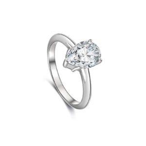 925 Silver Women Moissanite Ring Jewelry Droplet 13mm 2CT D Color VVS1-MS005