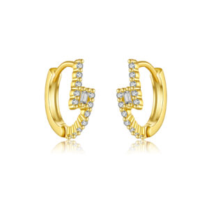 925 Silver Gold Gold-Tone Pave CZ Huggie Earrings -MME1014