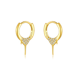 925 Silver Gold CZ Spire Huggie Earrings-MME966