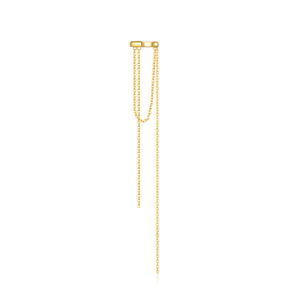 925 Silver Gold-Plated Chain Line Drop Charm Earrings-MME952