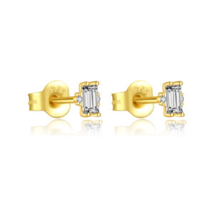 925 Silver Gold Split Earrings (Blue/Black/White Rectangular Stone Styles)-MME880