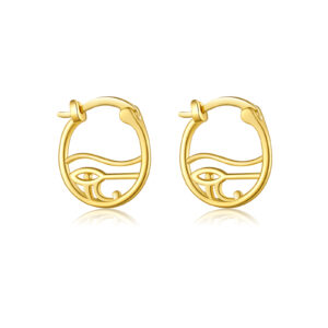 925 Silver Gold-Plated Eye of Horus Huggie Earrings-MME1108