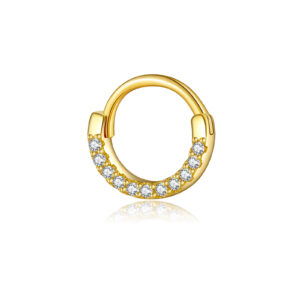 925 Silver Gold Crystal Huggie Hoop Earrings-MME1103