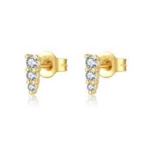 925 Silver Gold Vertical Multi-Color CZ Earrings-MME796