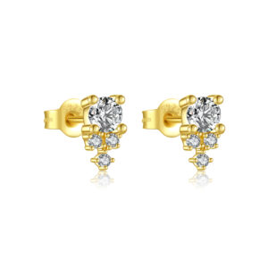 925 Silver Gold Layered CZ Earrings-MME764