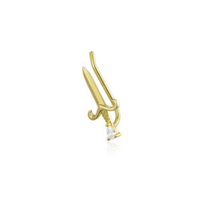 925 Silver Gold Plated Sword CZ Ear Hook-MME708
