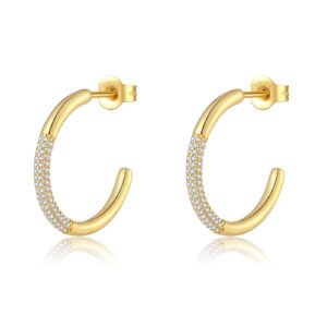 925 Silver Gold Dual-Size CZ Huggie Studs-MME690