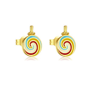 925 Silver Gold Epoxy Colorful Lollipop Stud Earrings-MME607