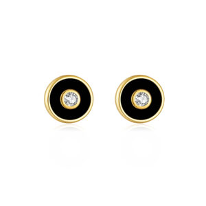 925 Silver Gold Epoxy Color-Ring Bezel Round CZ Studs-MME599