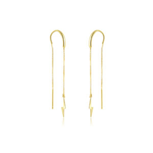 925 Silver Gold Chain CZ Charm Lightning Ear Threads-MME429-2