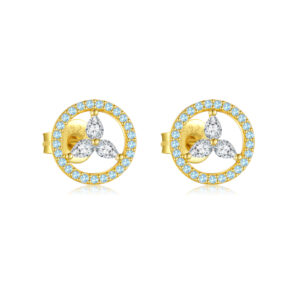 925 Silver Gold Plated Marquise & Round Stone Oval Earrings-MME1079