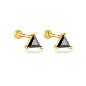 925 Silver Gold Triangle CZ Stud Earring Set -MME415