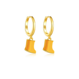 925 Silver Gold Yellow Resin Boot-Charm Smooth Huggies-MME374