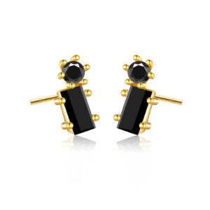 25 Silver Gold Baguette CZ Four-Prong Stud Earrings-MME332